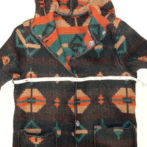 Woolrich Reversible Hooded Wool Blanket Coat Southwest Pattern Coat Women M - Picture 7 of 7